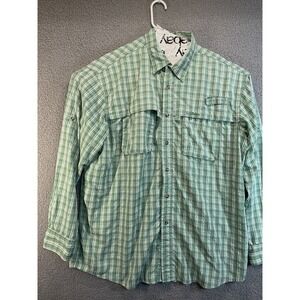 LL Bean Mens Shirt XL Green‎ Plaid Long Sleeve Button Up Outdoor Dress VTG